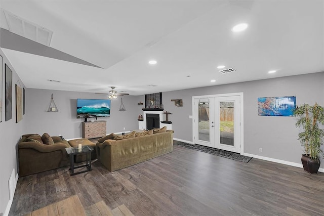 113 Central Dr, Sayre, OK 73662 - living area featuring visible vents, recessed lighting, and dark wood finished floors