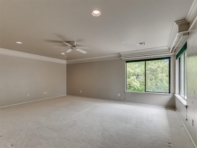 13504 Fox Creek Dr, Oklahoma City, OK 73131 - unfurnished room featuring crown molding, healthy amount of natural light, a ceiling fan, baseboards, and recessed lighting