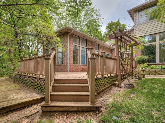 13504 Fox Creek Dr, Oklahoma City, OK 73131 - deck with stairs and a pergola