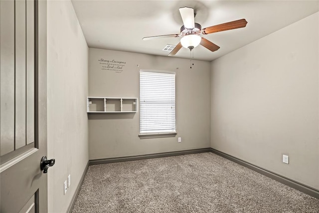 2828 Ryder Dr, Yukon, OK 73099 - unfurnished room featuring baseboards, a ceiling fan, carpet flooring, and visible vents