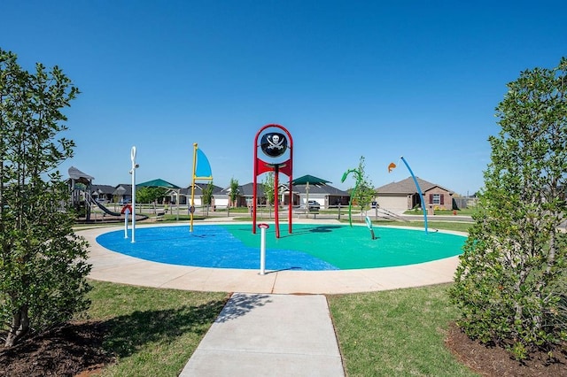 view of pool with playground community and a residential view