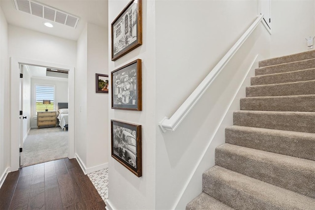 4162 Hawthorne St NW, Piedmont, OK 73078 - staircase featuring hardwood / wood-style flooring and recessed lighting