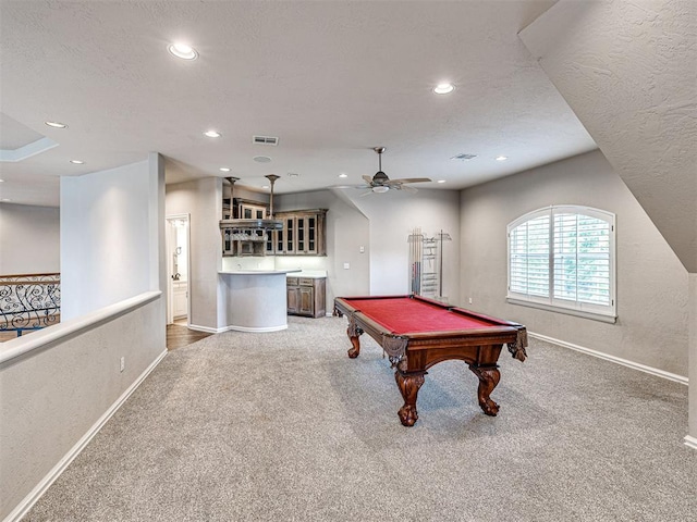 playroom featuring baseboards, carpet flooring, and recessed lighting