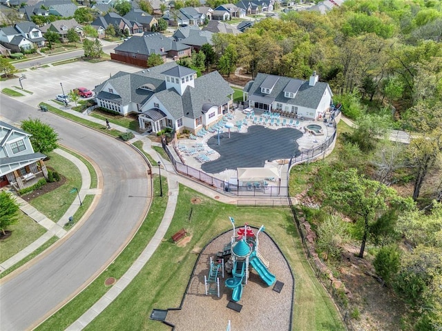 drone / aerial view with a residential view