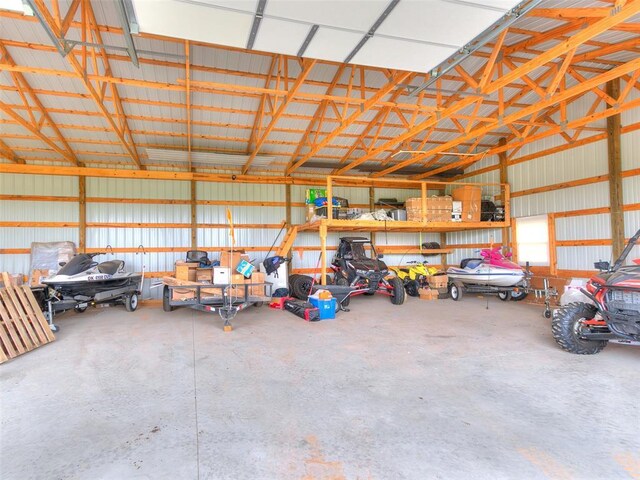 garage with metal wall