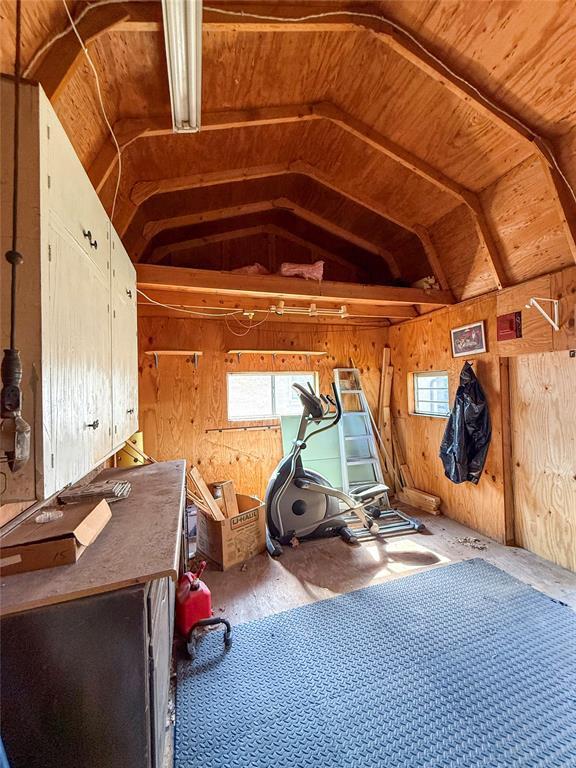 interior space featuring lofted ceiling