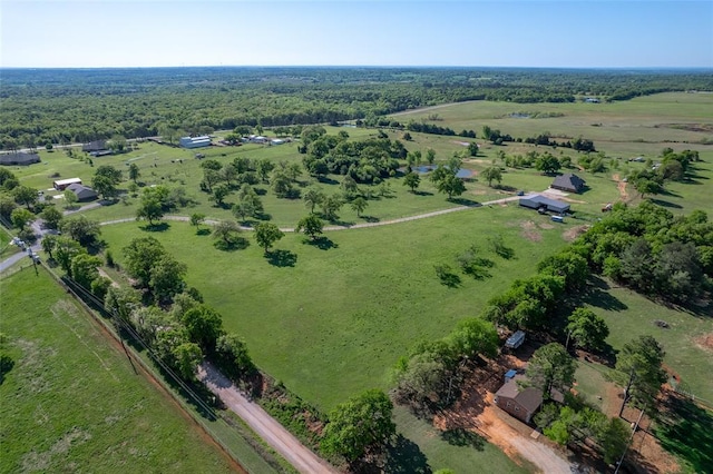 aerial view featuring a rural view