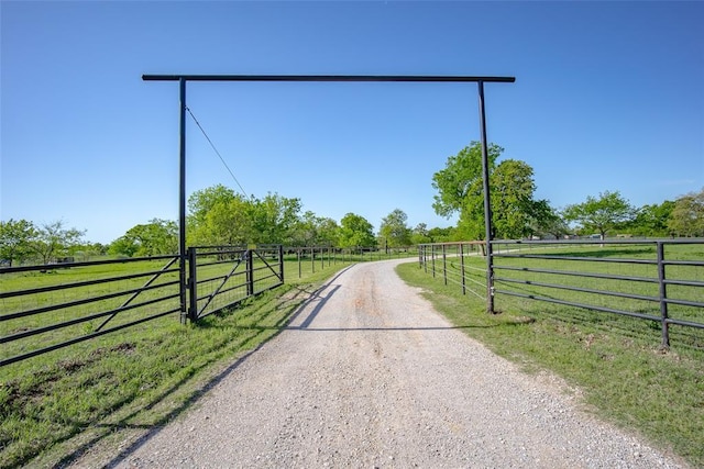 view of road with a rural view