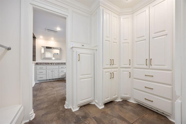closet with a sink and visible vents
