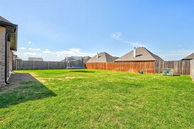 13513 NW 1st St, Yukon, OK 73099 - view of yard with a fenced backyard and a trampoline