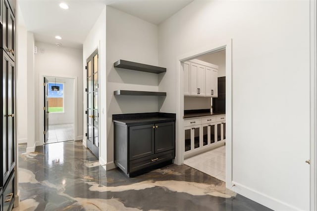 1233 Collis Ct, Newcastle, OK 73065 - hall featuring marble tiled flooring, recessed lighting, and french doors
