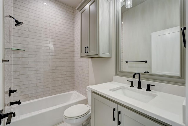 6508 NW 146th St, Oklahoma City, OK 73142 - bathroom featuring toilet, shower / bathtub combination, and vanity