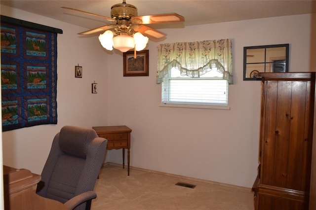 1400 S Indian Meridian Rd, Choctaw, OK 73020 - office featuring ceiling fan, baseboards, and visible vents
