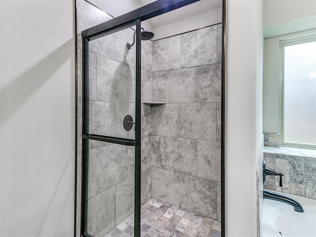18232 Scarborough Dr, Edmond, OK 73012 - bathroom featuring a shower stall and a garden tub