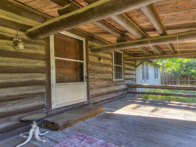 deck featuring fence