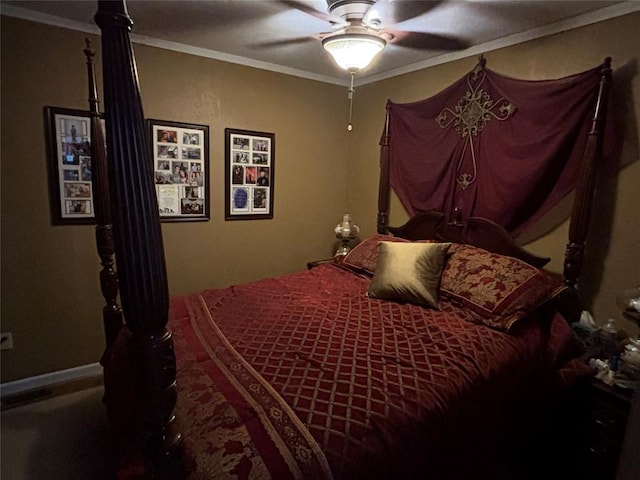 27582 N 2840th Rd, Okarche, OK 73762 - bedroom featuring ornamental molding and ceiling fan