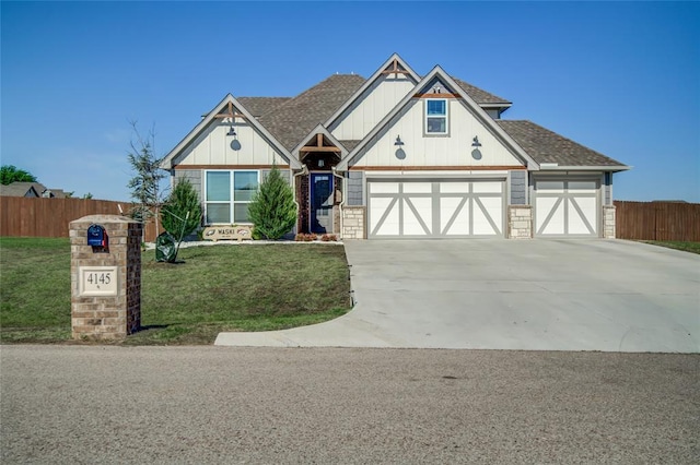 4145 Thunderhead Rd, Norman, OK 73072 - view of front of house featuring a garage, board and batten siding, driveway, and a shingled roof