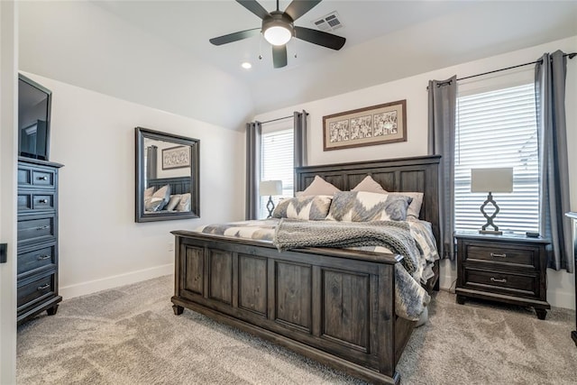 4145 Thunderhead Rd, Norman, OK 73072 - bedroom featuring light colored carpet, ceiling fan, and lofted ceiling