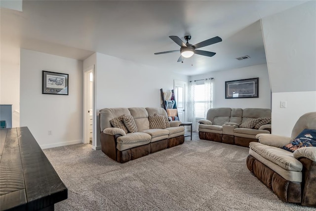 4145 Thunderhead Rd, Norman, OK 73072 - carpeted living room with a ceiling fan