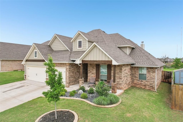 3320 Lola Ct, Moore, OK 73160 - craftsman house with a shingled roof, driveway, and brick siding