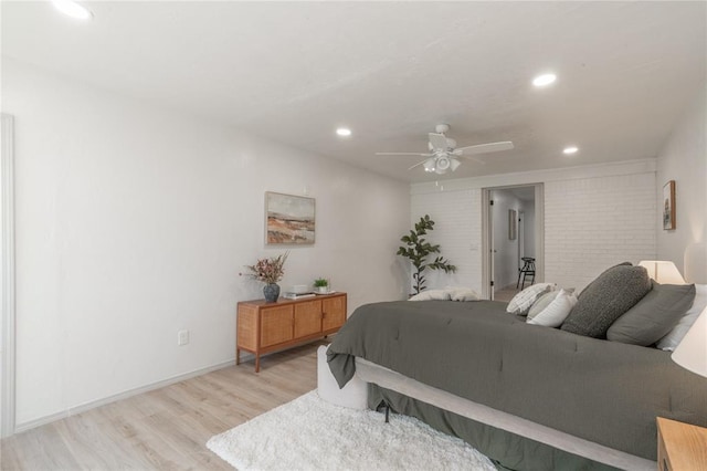 3224 NW 47th St, Oklahoma City, OK 73112 - bedroom with baseboards, recessed lighting, a ceiling fan, and light wood finished floors
