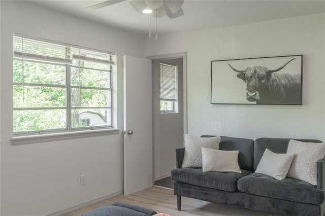 3224 NW 47th St, Oklahoma City, OK 73112 - living room featuring ceiling fan and light wood finished floors