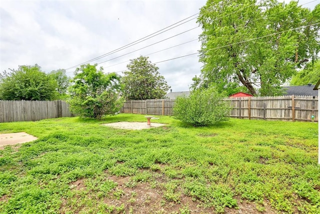 view of yard with a fenced backyard