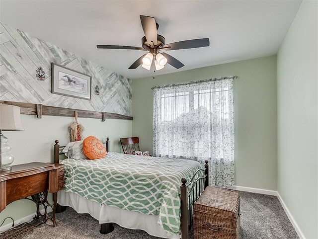 15936 Buffalo Dr, Oklahoma City, OK 73170 - bedroom featuring ceiling fan, carpet flooring, and baseboards