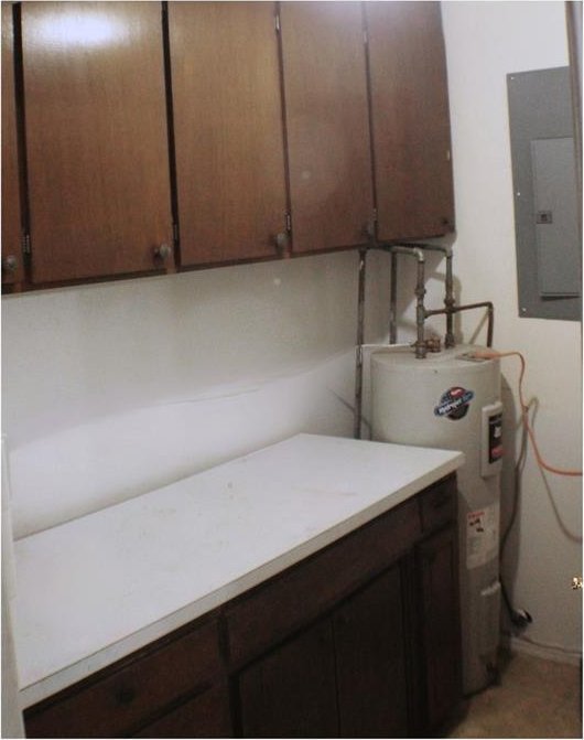 107 S 10th St, Davis, OK 73030 - utility room featuring electric panel and electric water heater