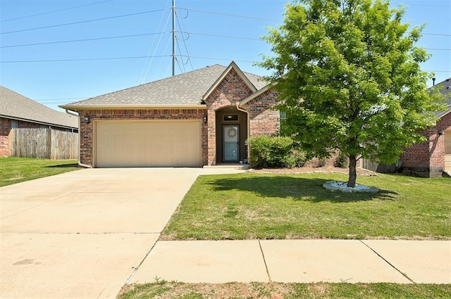 15808 Cantera Creek Dr, Edmond, OK 73013 - view of front of home featuring a front lawn, driveway, a garage, and fence