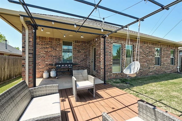 15808 Cantera Creek Dr, Edmond, OK 73013 - wooden deck featuring a yard and fence