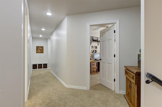 2051 Vaquero Ct, Edmond, OK 73034 - corridor with baseboards, carpet flooring, and recessed lighting
