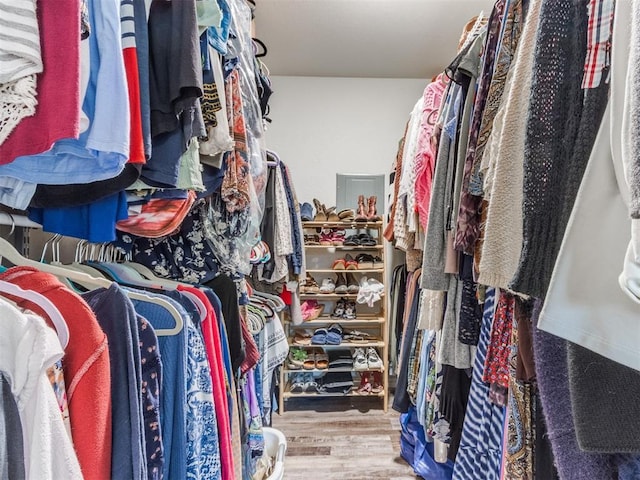 spacious closet with wood finished floors