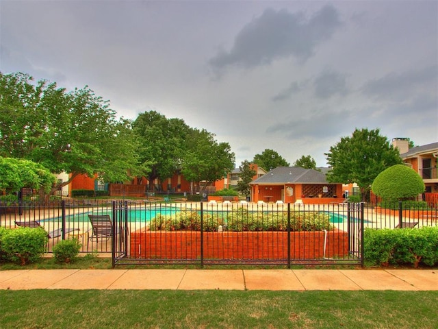 community pool with fence