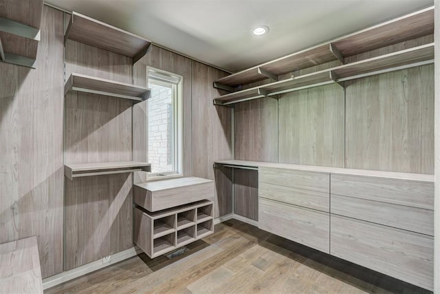 walk in closet featuring wood finished floors