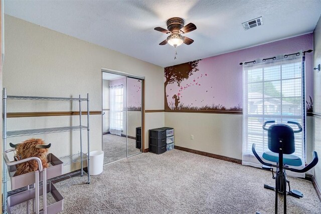 7904 NW 81st St, Oklahoma City, OK 73132 - office space with baseboards, visible vents, ceiling fan, and carpet