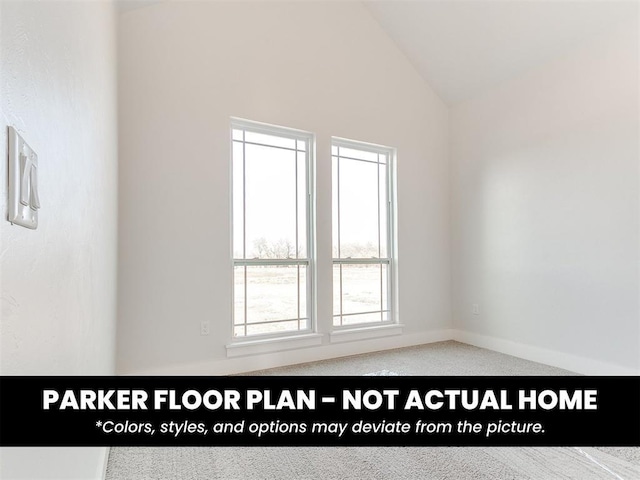 4120 Blue Ridge Ave, Newcastle, OK 73065 - carpeted spare room featuring lofted ceiling and baseboards