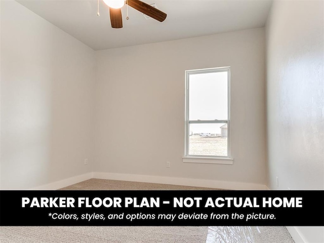 4120 Blue Ridge Ave, Newcastle, OK 73065 - unfurnished room featuring ceiling fan, baseboards, and carpet floors