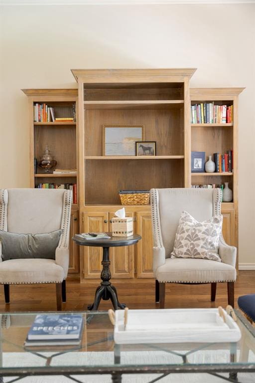 sitting room with wood finished floors