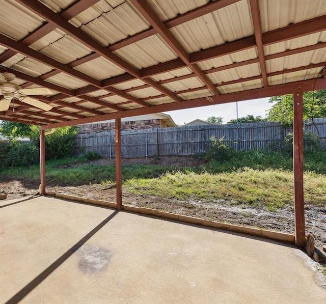 586 Seikel Dr, Choctaw, OK 73020 - view of patio featuring a fenced backyard and ceiling fan