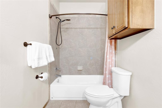 4679 Hillcrest Ln, Edmond, OK 73025 - bathroom with shower / tub combo with curtain and tile patterned flooring
