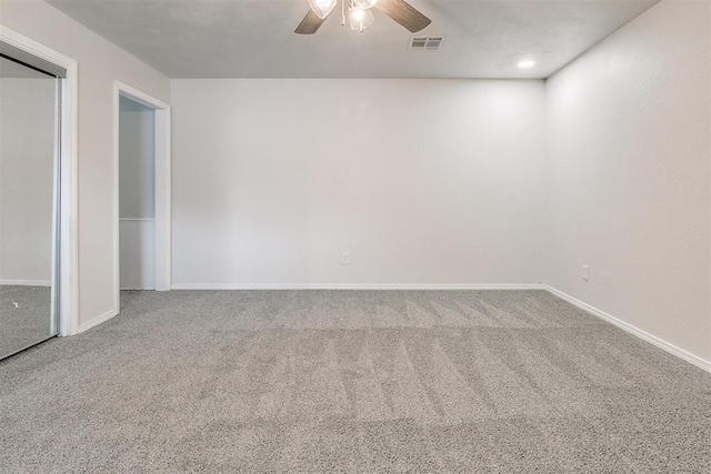 7705 Rumsey Rd, Oklahoma City, OK 73132 - carpeted empty room with baseboards, visible vents, and a ceiling fan