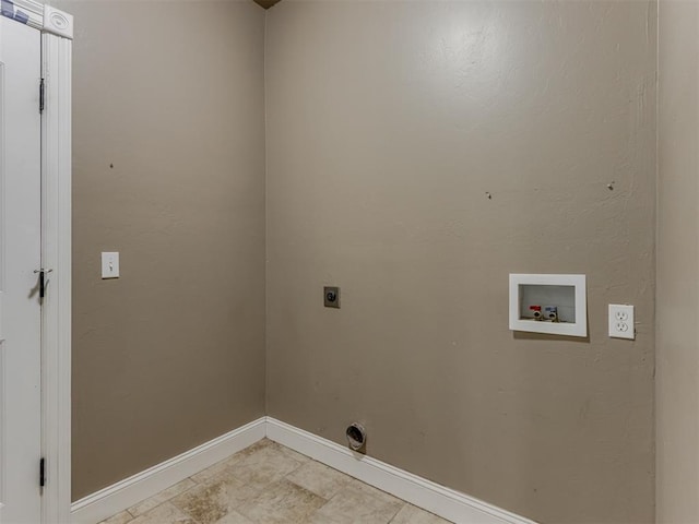 laundry room with baseboards, laundry area, electric dryer hookup, and hookup for a washing machine