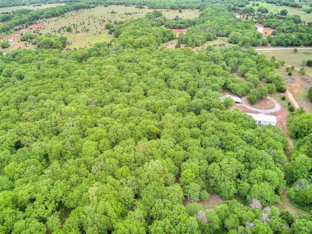 birds eye view of property with a forest view
