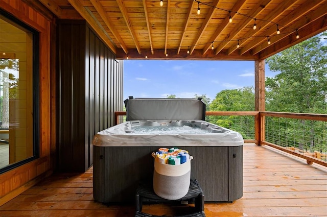 1329 Lake Ridge Ln, Broken Bow, OK 74728 - wooden terrace featuring a hot tub