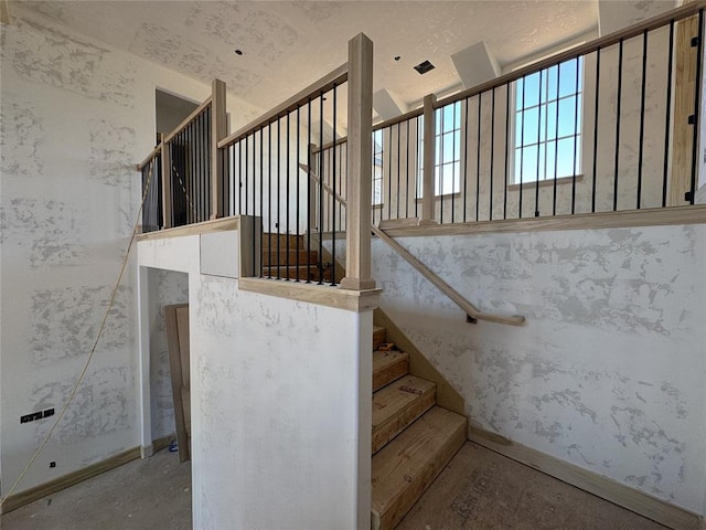 stairway with baseboards