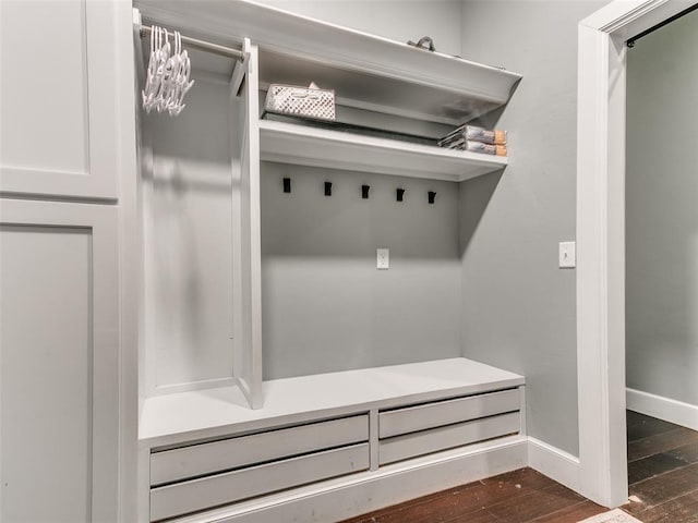 3537 W Fox Ln, Newcastle, OK 73065 - mudroom with dark wood finished floors and baseboards
