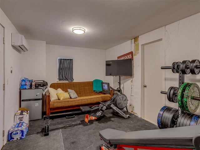 workout room with a wall unit AC
