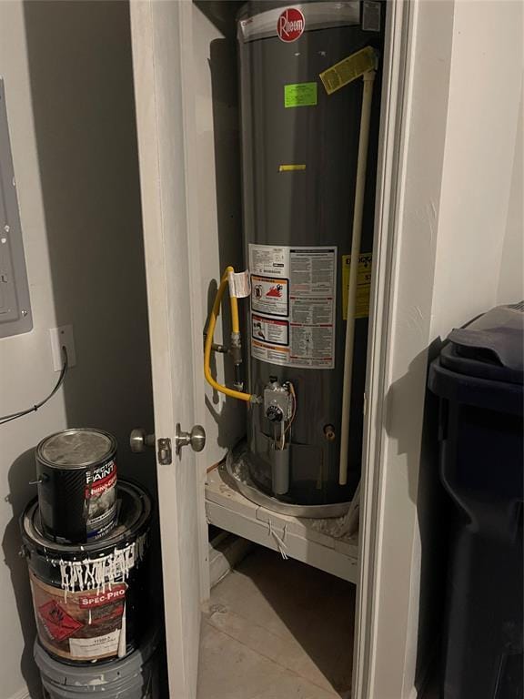 utility room with gas water heater