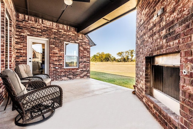 view of patio with ceiling fan